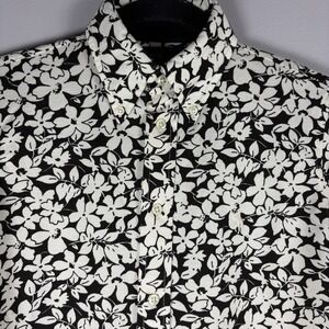 Ralph‎ Lauren Women's Small Brown Knit Oxford Floral Long Sleeve Dress Shirt